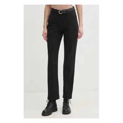 Kalhoty Calvin Klein Jeans dámské, černá barva, jednoduché, high waist, J20J224852