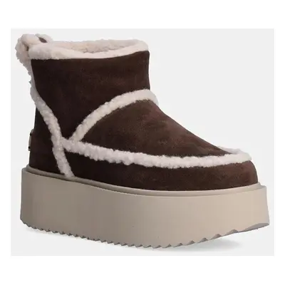 Semišové sněhule Inuikii Inuikii X Coccinelle Classic Low Shearling hnědá barva, 75204-150