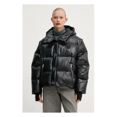 Péřová bunda The Kooples dámská, černá barva, zimní, oversize, FDOU29000K