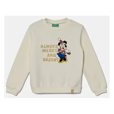 Dětská mikina United Colors of Benetton x Disney béžová barva, s potiskem, 3J73G10GO