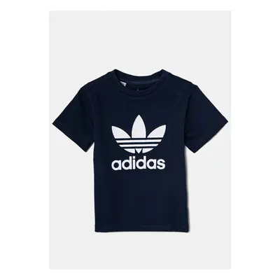 Dětské bavlněné tričko adidas Originals tmavomodrá barva, s potiskem, IY2382