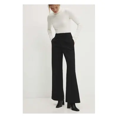 Kalhoty Answear Lab dámské, černá barva, zvony, high waist