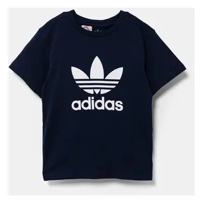 Dětské bavlněné tričko adidas Originals tmavomodrá barva, s potiskem, IY7417