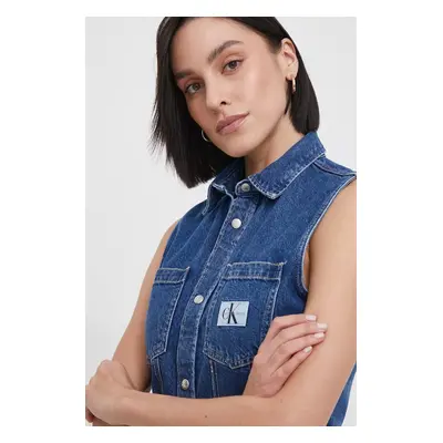 Džínová košile Calvin Klein Jeans dámská, regular, s klasickým límcem, J20J223689