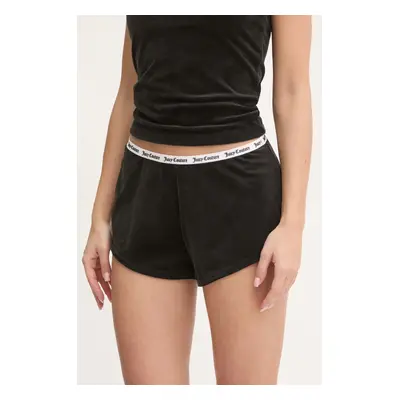 Pyžamové šortky Juicy Couture AUSTYN RIB VELOUR SHORTY dámské, černá barva, JCLHS125502