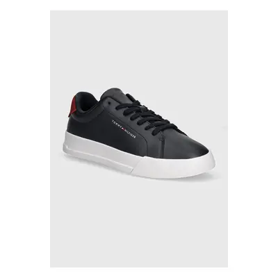 Kožené sneakers boty Tommy Hilfiger TH COURT LEATHER GRAIN ESS tmavomodrá barva, FM0FM05297