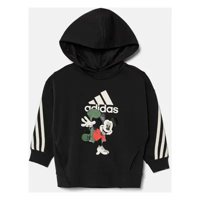 Dětská mikina adidas LK DY MM SWT černá barva, s kapucí, s potiskem, IV9624