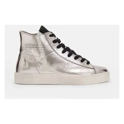 Kožené kecky AllSaints Tana Met High Top dámské, stříbrná barva, W118FB