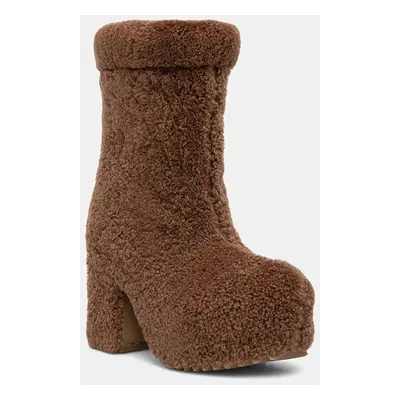 Vlněné boty Inuikii Shearling Heel hnědá barva, na podpatku, 75207-095