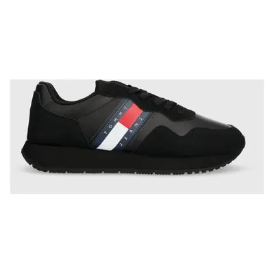 Kožené sneakers boty Tommy Jeans TJM MODERN RUNNER černá barva, EM0EM01316