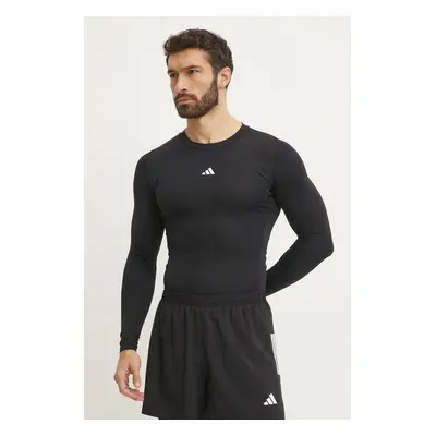 Tréninkové tričko s dlouhým rukávem adidas Performance Techfit černá barva, s potiskem, JE6702