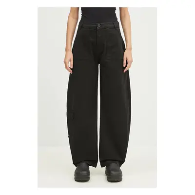 Bavlněné kalhoty Alpha Industries Field Pant černá barva, široké, high waist, 148021