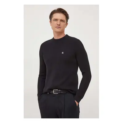 Bavlněný svetr Calvin Klein Jeans černá barva, lehký, J30J324598