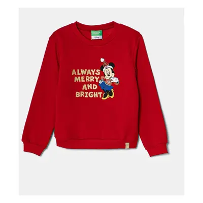 Dětská mikina United Colors of Benetton x Disney červená barva, s potiskem, 3J73G10GO