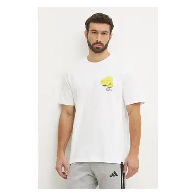 Bavlněné tričko adidas M L SL LEMON T béžová barva, s potiskem, JJ3959