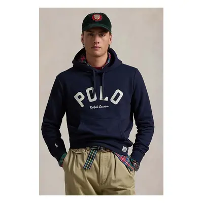 Mikina Polo Ralph Lauren pánská, tmavomodrá barva, s kapucí, s potiskem, 710952040