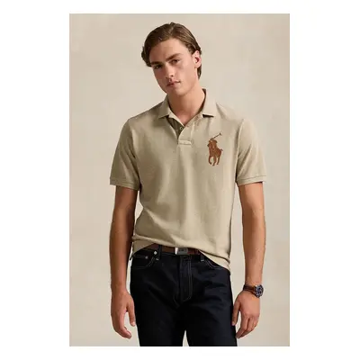 Bavlněné polo tričko Polo Ralph Lauren béžová barva, 710958776