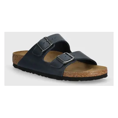 Kožené pantofle Birkenstock Arizona dámské, tmavomodrá barva, 1027072