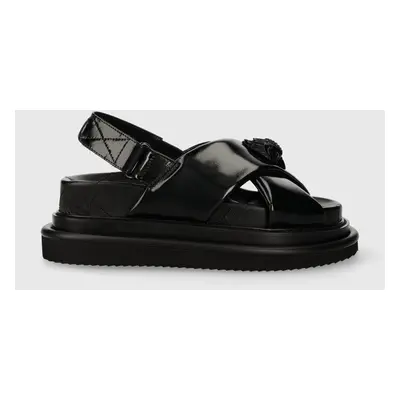 Kožené sandály Kurt Geiger London Orson Cross Strap Sandal dámské, černá barva, na platformě, 20