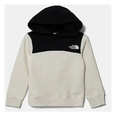 Dětská bavlněná mikina The North Face BACK LOGO RELAXED P/O HOODIE bílá barva, s kapucí, vzorova