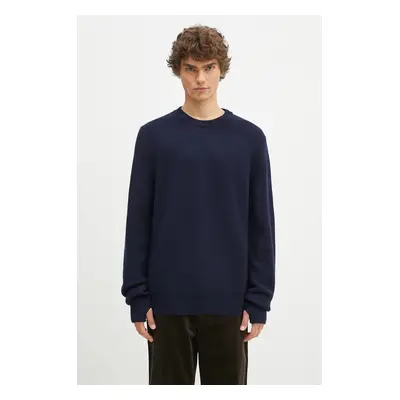 Vlněný svetr Norse Projects Henning Merino Crew pánský, tmavomodrá barva, N45.0561.7004