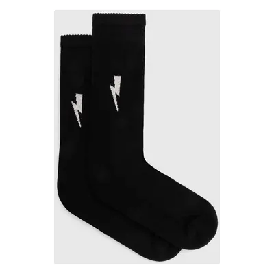 Ponožky Neil Barrett Bolt Cotton Skate Socks pánské, černá barva, MY77116A-Y9400-524N