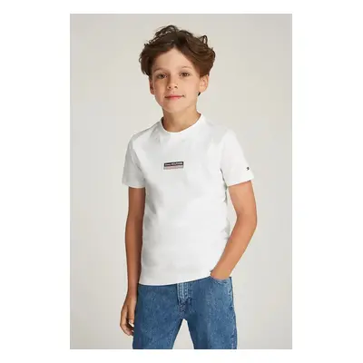 Dětské bavlněné tričko Tommy Hilfiger bílá barva, s potiskem, KB0KB09362