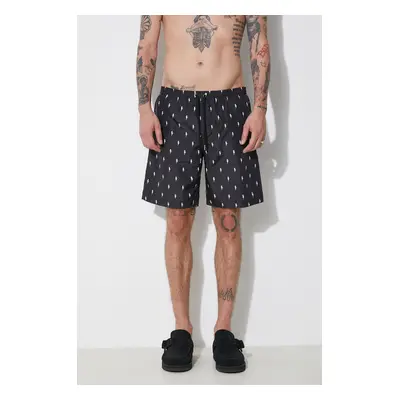 Plavkové šortky Neil Barrett All-Over Micro Bolts Swim Long Shorts černá barva, MY58026B-Y068-52