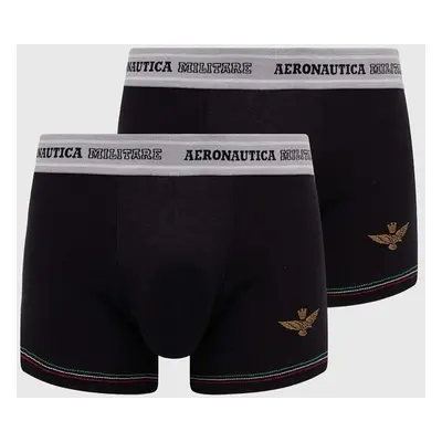 Boxerky Aeronautica Militare 2-pack pánské, černá barva, AM1UBX003