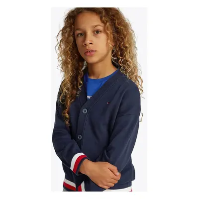 Dětský bavlněný kardigan Tommy Hilfiger tmavomodrá barva, KB0KB08891