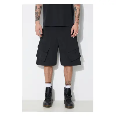 Kraťasy Marcelo Burlon Cross Nylon Cargo Shorts pánské, černá barva, CMCS001S24FAB0011001