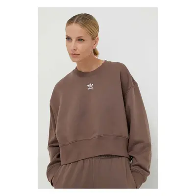 Mikina adidas Originals Adicolor Essentials Crew Sweatshirt dámská, hnědá barva, s aplikací, IR5