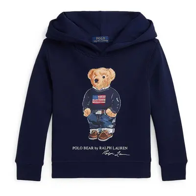 Mikina Polo Ralph Lauren tmavomodrá barva, s kapucí, s potiskem, 322920645003