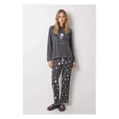 Pyžamo women'secret SNOOPY šedá barva, 3138617