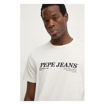 Bavlněné tričko Pepe Jeans DYLAN TEE béžová barva, s potiskem, PM509728