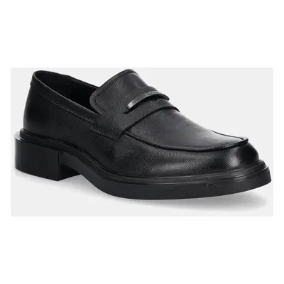 Kožené mokasíny Calvin Klein MOCCASIN CDR pánské, černá barva, HM0HM01774