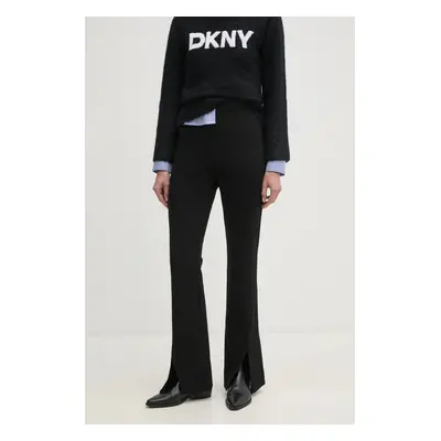 Kalhoty Dkny dámské, černá barva, zvony, high waist, P3KKQUEC