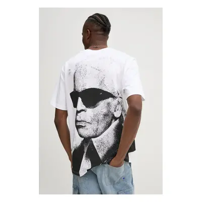 Bavlněné tričko Karl Lagerfeld Jeans bílá barva, s potiskem, A1M17113