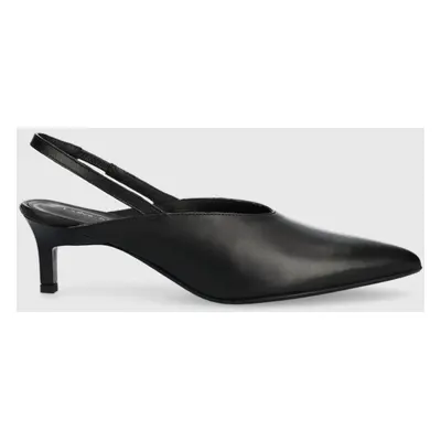 Kožené lodičky Calvin Klein HW0HW01345 GEO STIL SLINGBACK PUMP 50 černá barva, s odkrytou patou