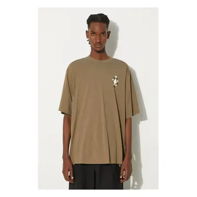 Bavlněné tričko Marcelo Burlon Bandana Cross Over Tee zelená barva, s potiskem, CMAA054F24JER002