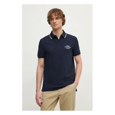 Polo tričko Tommy Hilfiger tmavomodrá barva, s aplikací, MW0MW37519