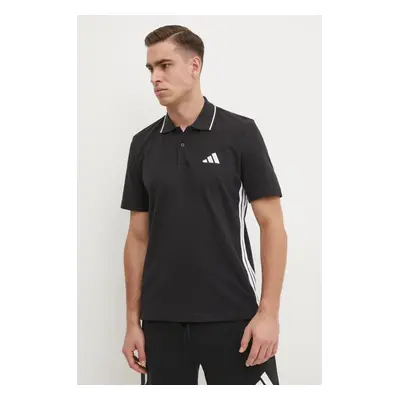 Bavlněné polo tričko adidas Essentials černá barva, JE6380