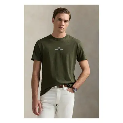 Bavlněné tričko Polo Ralph Lauren zelená barva