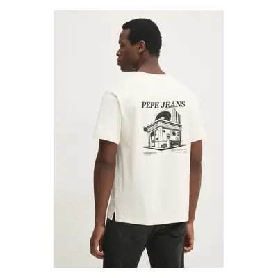 Bavlněné tričko Pepe Jeans DALTON TEE béžová barva, s potiskem, PM509722