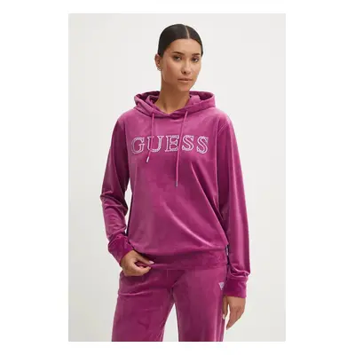 Mikina Guess COUTURE dámská, fialová barva, s kapucí, V4RQ25 KBXI2