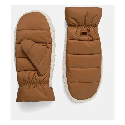 Rukavice UGG W AW FLUFF MITTEN hnědá barva, 101019