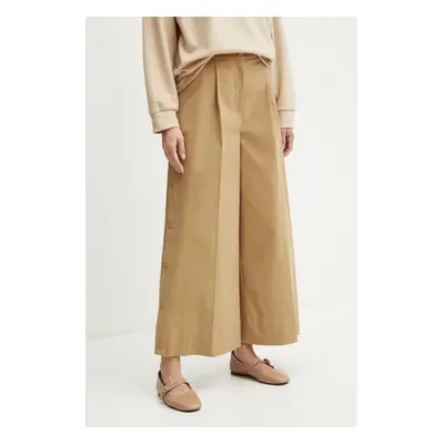 Kalhoty Weekend Max Mara dámské, béžová barva, široké, high waist, 2425136102600