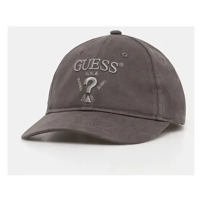 Bavlněná baseballová čepice Guess EMBROIDERED šedá barva, s aplikací, M5RZ11 WO07T