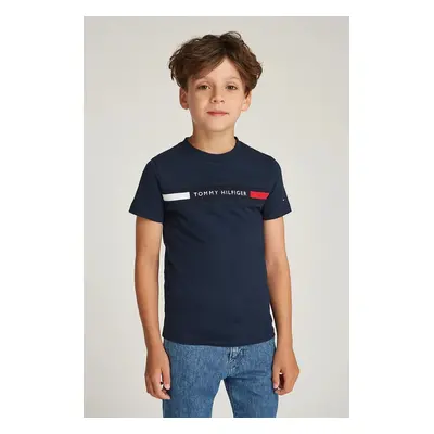 Dětské bavlněné tričko Tommy Hilfiger tmavomodrá barva, s aplikací, KB0KB09351