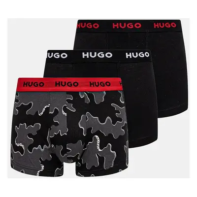 Boxerky HUGO 3-pack pánské, černá barva, 50532550